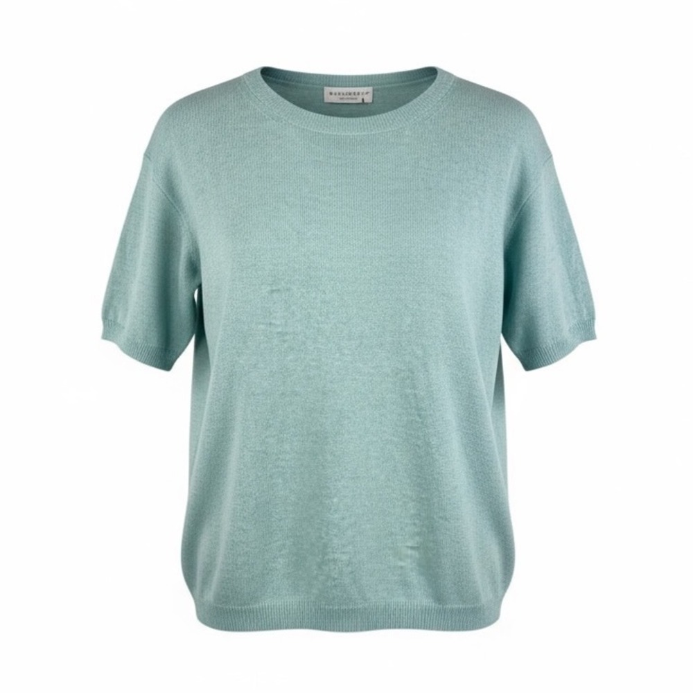 BIANCO BLU Italy Cashmere Silk Wool Blend Knit Top‎ Short Sleeve money sz M